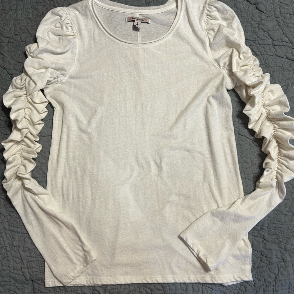 Free People Cream Ruched Blouse